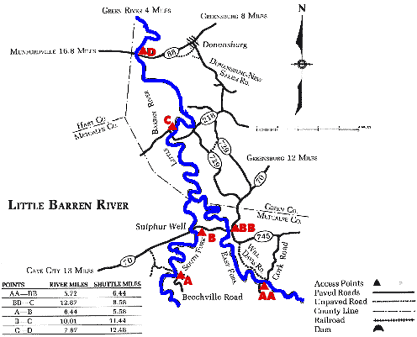 Little Barren River South Fork, Beechville Ford East Fork Mell-Cork Rd. to Green River