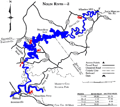 Nolin River Nolin River Lake to Green River Map