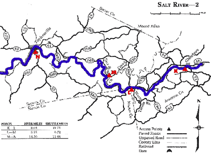 Salt River Glensboro to Taylorsville Map